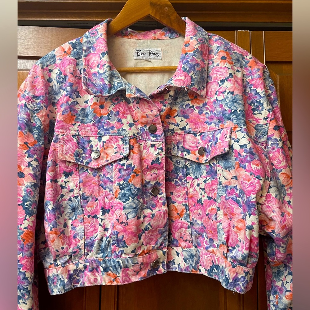 Cropped Denim Floral Jacket | 90s/Y2K VINTAGE | by Paris Blues